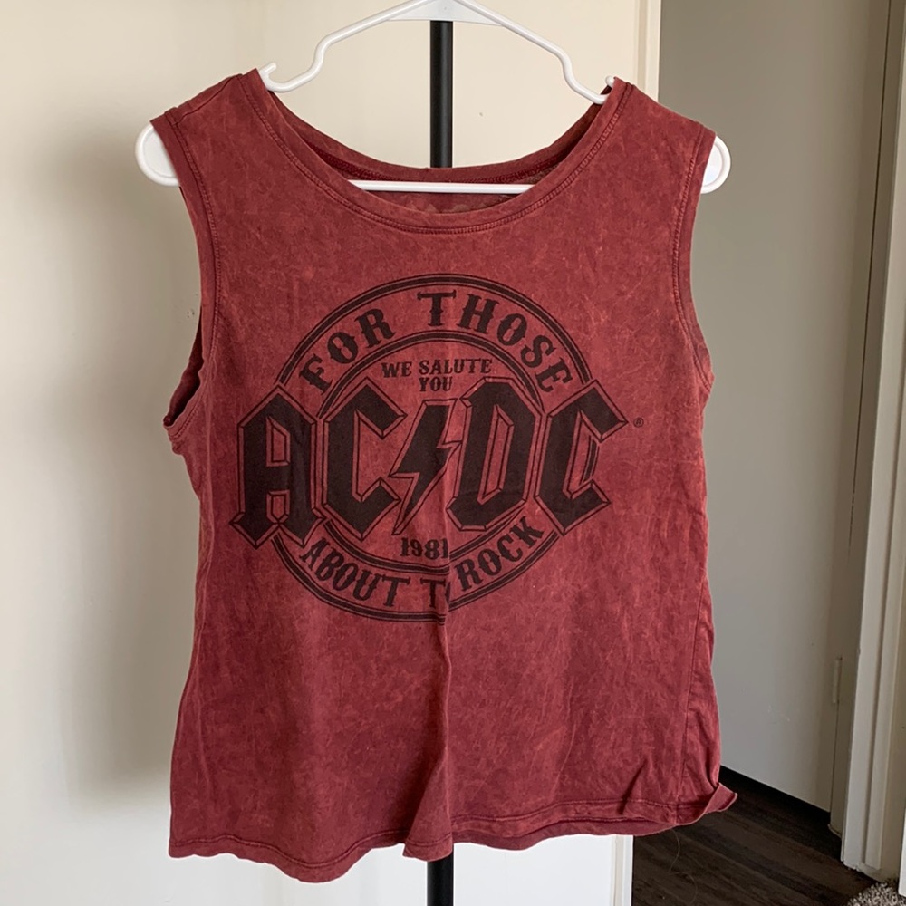 ACDC Burgundy Acid Wash Tank Top